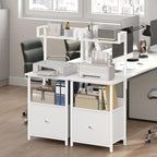 MAHANCRIS Printer Table with Storage, Home Printer Stand with File Cabinet, Fits A4/Letter Size Files, Printer Cabinet with Large Tabletop, Display Shelf, for Home Office, White PTWT3501 - Image 2