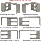 HSH Grey L Shaped Computer Corner Desk with 3 Storage Drawers 60 inch - Image 4