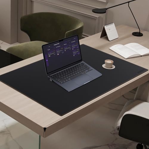MAIDERN Cork & Leather Desk Mat, 31.5” x 24” Large Desk Pad (Black) - Image 5