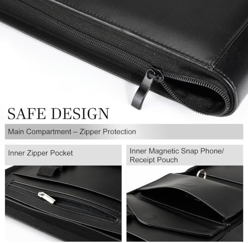 Leathario Portfolio Binder, Padfolio Organizer, 3 Ring Binder with Zipper - Image 5
