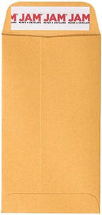 JAM PAPER #6 Coin Business Envelopes with Peel and Seal Closure - 3 3/8 x 6 - Brown Kraft Manila - Bulk 500/Carton - Image 2