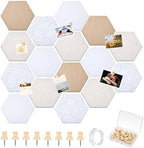 12x10 in 16 Pcs Hexagon Cork Board Tiles, Felt Pin Boards, Retro by Mindsoft