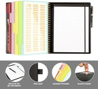 Ospelelf Clipboard with Storage for Men Women, Leather Padfolio Portfolio Organizer 5 Folders with 10 Pockets, Spiral Clipboard Folio with Notepad for Letter Size, Elastic Closure and Pen Loop Black - Image 6