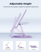 Aoviho 360° Rotating Laptop Stand for Desk | Adjustable, Foldable, Portable Aluminum Ergonomic Riser | Compatible with MacBook, Dell, HP & All Laptops 10-16 inch | Purple - Image 5