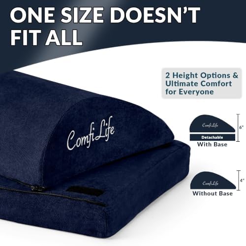 ComfiLife Foot Rest for Under Desk at Work – Adjustable Desk FootRest for Office Chair, Gaming Accessories – Ergonomic Teardrop Design for Back, Hip & Leg Pain Relief – 100% Memory Foam (Navy) - Image 3