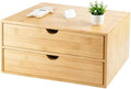 Charmewooden Bamboo Desk Organizer with Drawers, Countertop Organizer with Drawers Makeup Storage Drawer 2 Drawers Tabletop Storage Organization Box Home Office Workspace Bathroom Toiletries Supplies by Charmewooden