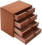 Wooden Storage Organizer with 4 Drawers, Vintage Desktop Wooden Drawers Cabinet, Desktop Organizer for Office, Home, Desk, Bedroom - Image 5