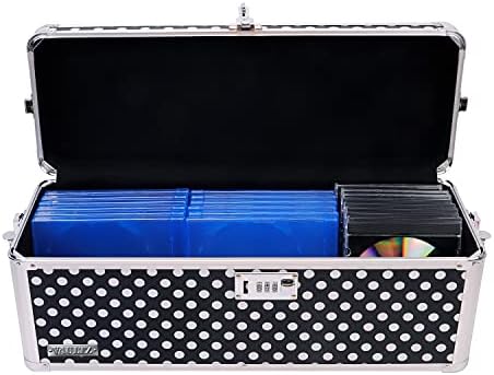 Vaultz Combination Lock Box - Pack of 1-19.24 x 6.7 x 7.24 Inch Doublewide Safe with Key and Combo Lock for Important Documents, Medicine & Money - Black & White Polka Dot - Image 4