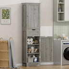Iwell 66.9" Tall Bathroom Storage Cabinet with 2 Doors & 1 Drawer - Image 2