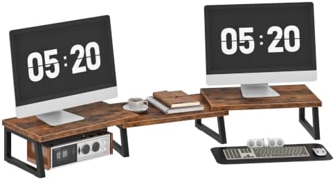HOOBRO Dual Monitor Stand Riser, Computer Monitor Stand for PC,Rustic Brown by HOOBRO