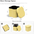 B FSOBEIIALEO Storage Ottoman Cube, Flowers Shaped Ottomans with Storage Foot Stool Footrest for Lving Room, Boucle Ottoman Seat for Dorm Room,Faux Teddy Fur, Yellow 12.6"x12.6"x12.6" - Image 3