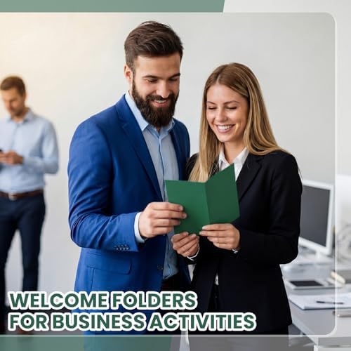 Henoyso 50 Pcs 4 x 9 Inch Mini Presentation Folders 2 Pocket, Dark Green - Image 5