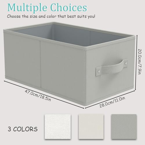 Storage Basket, Closet Organizer, 3 Pack, Grey, 18.5x11x7.9 In - Image 4