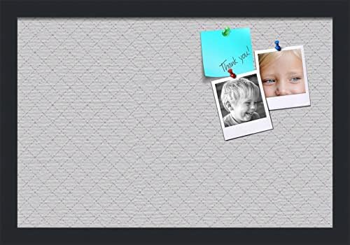 PinPix 18x12 inch Cork Bulletin Board. This Decorative Framed Pin Board Comes with Diamond Pattern in Light Grey Design and Satin Black. Ideal for Home, Office Decor or School (PinPix-524) by PinPixBulletinBoards