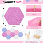 6.7 x 5.9 in 16 Pcs Hexagon Cork Board Tiles, Felt Pin Boards, Pink - Image 2