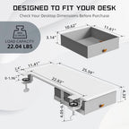 ETHU Desk Extender Tray with Storage Drawer, 25.6x11.4, White - Image 4