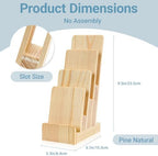 2 Pack Pine Wood Brochure Holder 4×6 Inch Literature Holder 4-Tier Countertop Trifold Flyer Display Stand Pamphlet Booklet Menu Postcard Greeting Card Organizer - Image 2