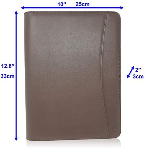 Dark Brown Zippered Portfolio Binder - PU Leather Business Portfolio Organizer - Padfolio for Men & Women with US Letter Notepad, 10.5 Inch Tablet Pocket & Gift Box by Lautus Designs - Image 3