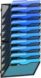 Delifox 10-Tier Wall File Organizer, Hanging Wall Files Holder for Papers, Folders, Clipboard, Wall Organizer Magazine Rack for Office Home School Classroom by Delifox