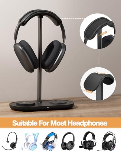 HiWe Headphone Stand, 2-in-1 MagSafe Wireless Charger for iPhone/iWatch - Image 2