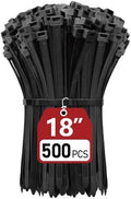 Zip Ties Heavy Duty 18 inch (500 Pack), Heavy Duty Cable Ties with 120 lb Tensile Strength for Outdoor Use, Black Wire Ties, Paloka by PALOKA