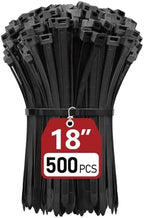 Zip Ties Heavy Duty 18 inch (500 Pack), Heavy Duty Cable Ties with 120 lb Tensile Strength for Outdoor Use, Black Wire Ties, Paloka by PALOKA