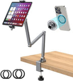 AboveTEK 2-in-1 iPad Stand for Desk, Aluminum iPad Holder Arm with Clamp & Magnetic Ring Head, 360° Adjustable Tablet Stand Holder, Bed Clamp Mount for 4.7"-13" iPads Air/Pro/Mini, Galaxy Tab & Phones by AboveTEK