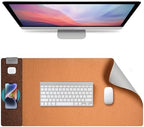 3-in-1 Eco Cork Wireless Charging Mouse Pad, Dual-Sided Fast Charge Mouse Mat, Extra Large Waterproof Office & Makeup Desk Protector, Qi-Certified Desk Pad for iPhone/Samsung/AirPods by Hi-HONX