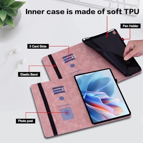 Case for Kindle Fire HD 8 (2018/2017/2016,8th/7th/6th Generation) 8 inch, Multi-Angle Viewing Embossed Premium PU Leather Case with Card Slot for Kindle Fire HD 8 8th Generation, Pink - Image 3