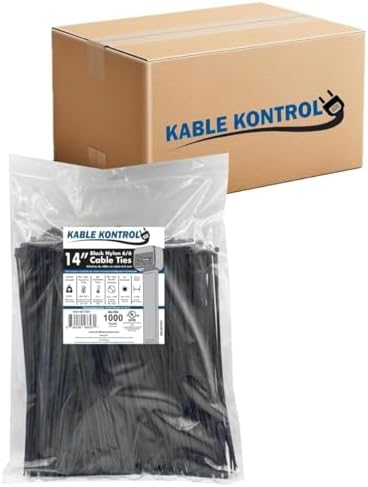 Kable Kontrol Cable Zip Ties, 14 Inch, 6000 Pcs, 50lbs Test, Black by KABLEKONTROL%C2%AE