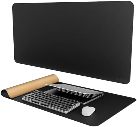 Mydours 40" x 20" Extra Large Desk Mat, PU Leather & Cork Desk Pad, Black by Mydours