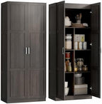 HOMCOM 71" Tall Kitchen Pantry Cabinet with 4 Adjustable Shelves Espresso by HOMCOM