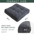 HIGOGOGO Tufted Corduroy Recliner Seat Cushion for Elderly, High Density Foam Large Square Seat Cushion for Recliner Chair, Floor Pillow, Office Chair, Car, No Pressure on Thighs, 20x20x4 - Image 3