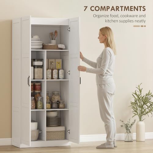 HOMCOM 71" Tall Kitchen Pantry Cabinet with 4 Adjustable Shelves White - Image 4