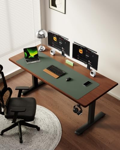 YSAGi Leather Desk Pad Protector, Office Desk Mat, Large Mouse Pad, Non-Slip PU Leather Desk Blotter, Laptop Desk Pad, Waterproof Desk Writing Pad for Office and Home (Dark Green,55" x 17.2") - Image 2