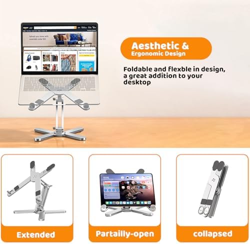 MOALLIA N86 360 Rotating Laptop Stand for Desk with Locking Knobs, Silver - Image 4