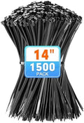 KAMOTA 14 Inch Black Nylon Zip Ties, 1500 Pack Self-Locking 50lb Tensile by KAMOTA