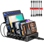 Charging Station for Multiple Devices, 110W 6 Port USB-C Fast Charger Station Dock for iPad iPhone Android Cell Phone Tablet, Family Multi-Device Organizer (6 Short Cables Included) - Image 2