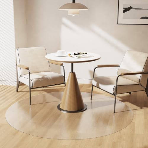Clear Plastic Floor Mat for Under Dining Table, 4ft Round No Slip Waterproof Vinyl Area Rug for Home, Anti-Spill Hard Floor Protector Cover for Living Room, Splat Mat for Under High Chair by ZPAIAreaFloorProtector