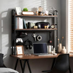 deli Desktop Shelf, Desk Hutch with Metal Pegboard, Black - Image 5