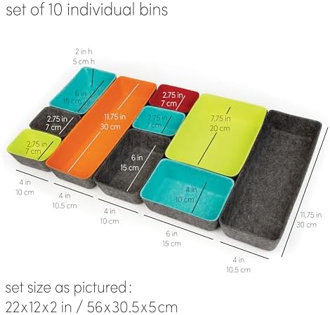 Three by Three Seattle Recycled Felt Storage Bins, Set of 10 (Multicolor) - Image 5