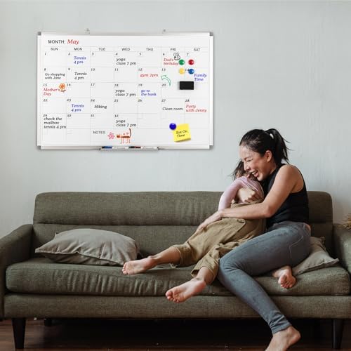 Comix Magnetic Dry Erase Calendar Whiteboard, 36 x 24 Inches Monthly Calendar Dry Erase Board for Wall, Aluminum Frame Planner White Board with Dry Erase Markers, Eraser, Magnets - Image 5