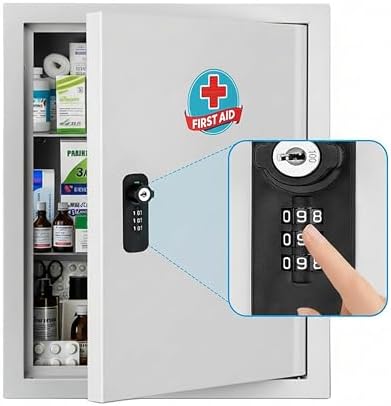 Locking Medicine Cabinet with Combination Lock and Safety Key by Unknown