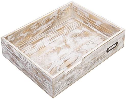 MyGift Whitewashed Wood Letter Tray, Desktop Paper File Organizer Box - Image 3