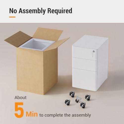 DEVAISE 3 Drawer File Cabinet on Wheels, Fully Assembled Except Casters - Image 5