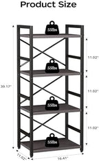 Homeiju Grey Bookshelf, 4 Tier Small Bookcase for CD/Movie/Book, Book Shelf Organization and Storage for Bedroom, Kid's Room, and Home Furniture (Grey) - Image 3