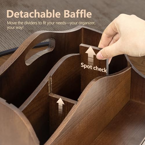 Rebee Vision Mail Organizer for Desk with 4-Slot Letter Home Decor, Brown - Image 6