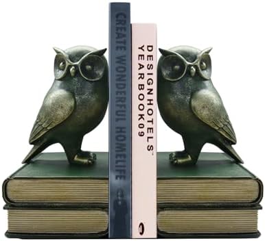 Dosker Owl Decorative Book Ends for Shelves (Retro Bronze) by Dosker