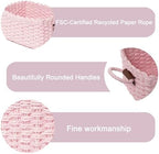 Woven Paper Rope Wicker Basket for Organizing(Set of 3,Pink) - Image 5