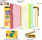 Ospelelf Clipboard with Storage for Men Women, Leather Padfolio Portfolio Organizer 5 Folders with 10 Pockets, Spiral Clipboard Folio with Notepad for Letter Size, Elastic Closure and Pen Loop Floral - Image 2